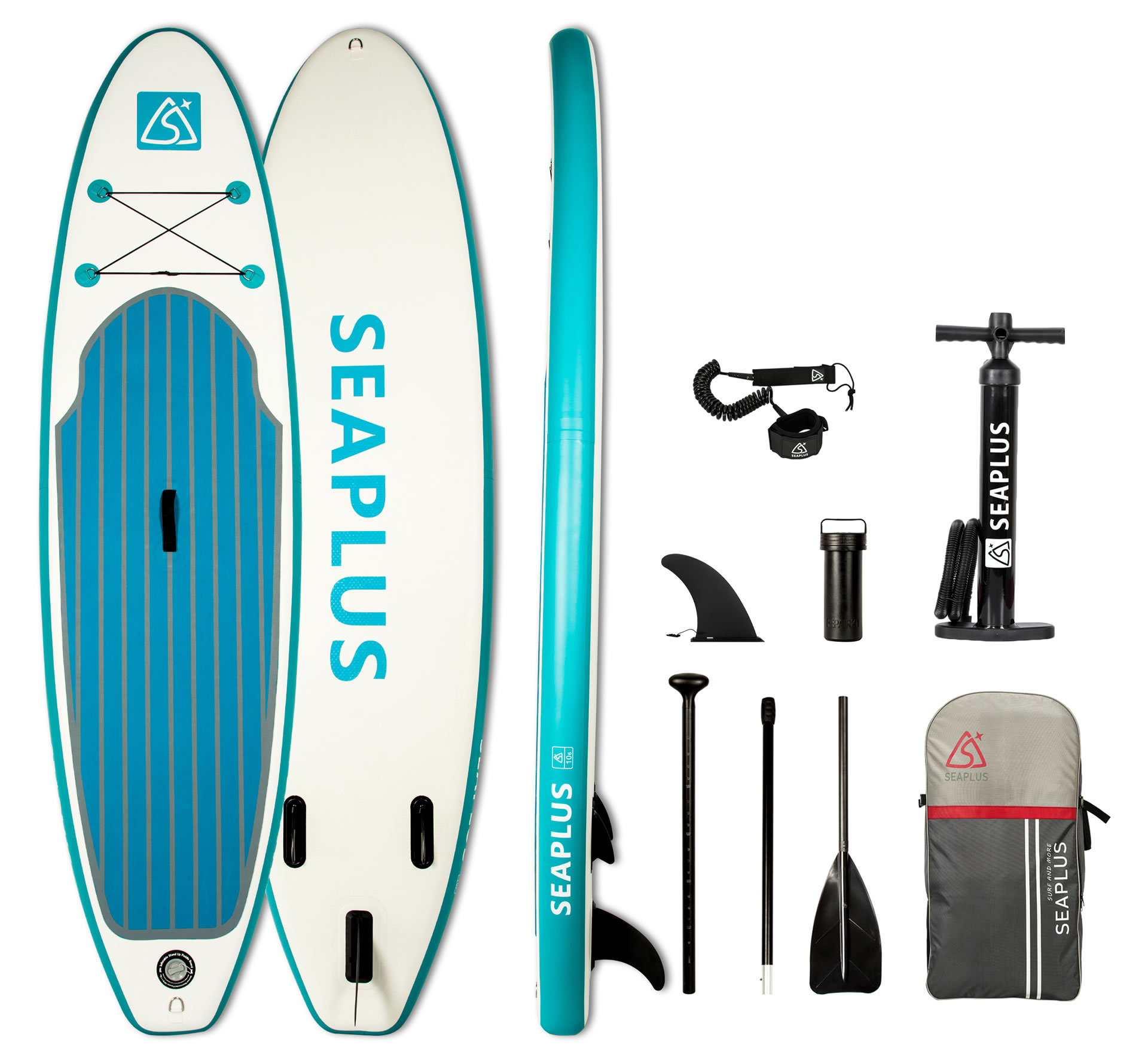 SEA PLUS Aufblasbares SUP Board DASONI 10'6" inkl. Paddel, Pumpe und weiterem Zubehör