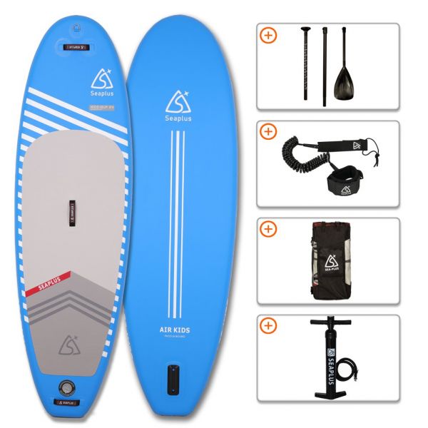 SEA PLUS Aufblasbares SUP Board KIDS 9' inkl. Paddel, Pumpe und weiterem Zubehör