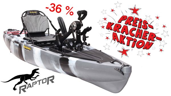 Nordmann® Raptor 11.8 Angelkajak Sit on Top inkl. Zahnstangen-Pedalantrieb