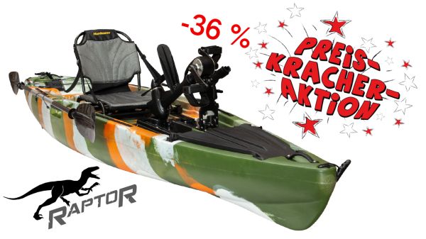 Nordmann® Raptor 11.8 Angelkajak Sit on Top inkl. Zahnstangen-Pedalantrieb